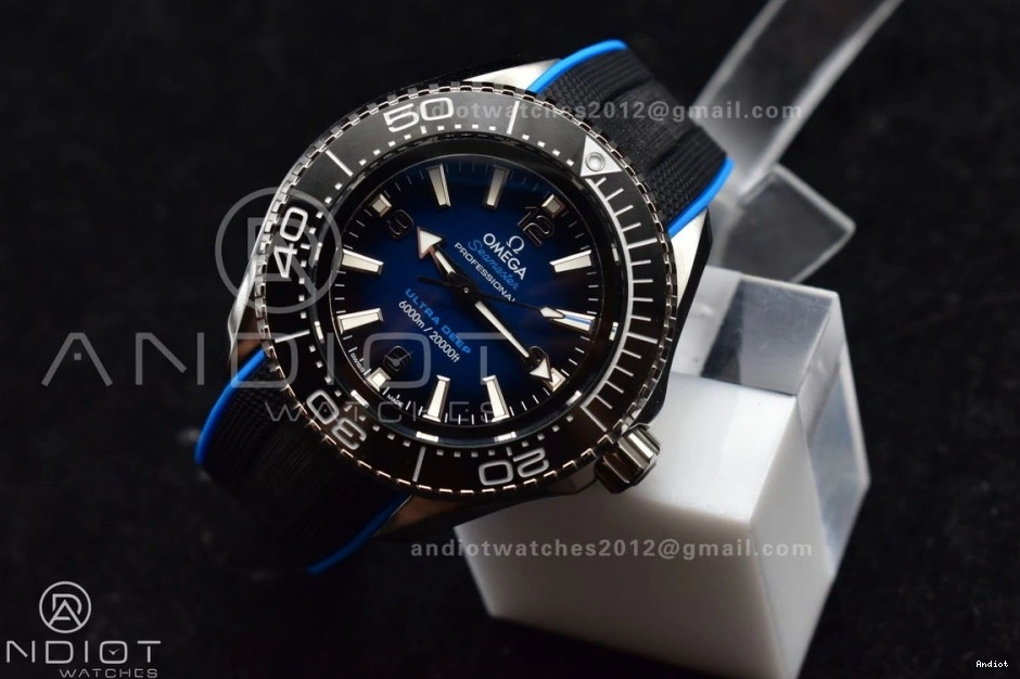 Ultra Blue 1:1 Ceramic 6000M Rubber Black Black SS Seamaster Dial TF Strap Best A2824 Bezel Deep Edition on 1218